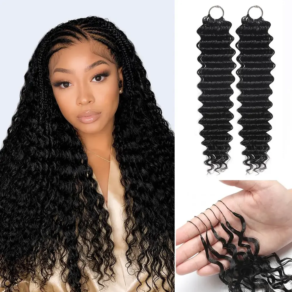 Megalook Edgy Crochet Human Hair Extensions - Natural Black, Pre-Separated, Lightweight & Easy Styling, Burmese Curly Bundles, Wavy & Straight Styles, Micro Twists, Hair Braids