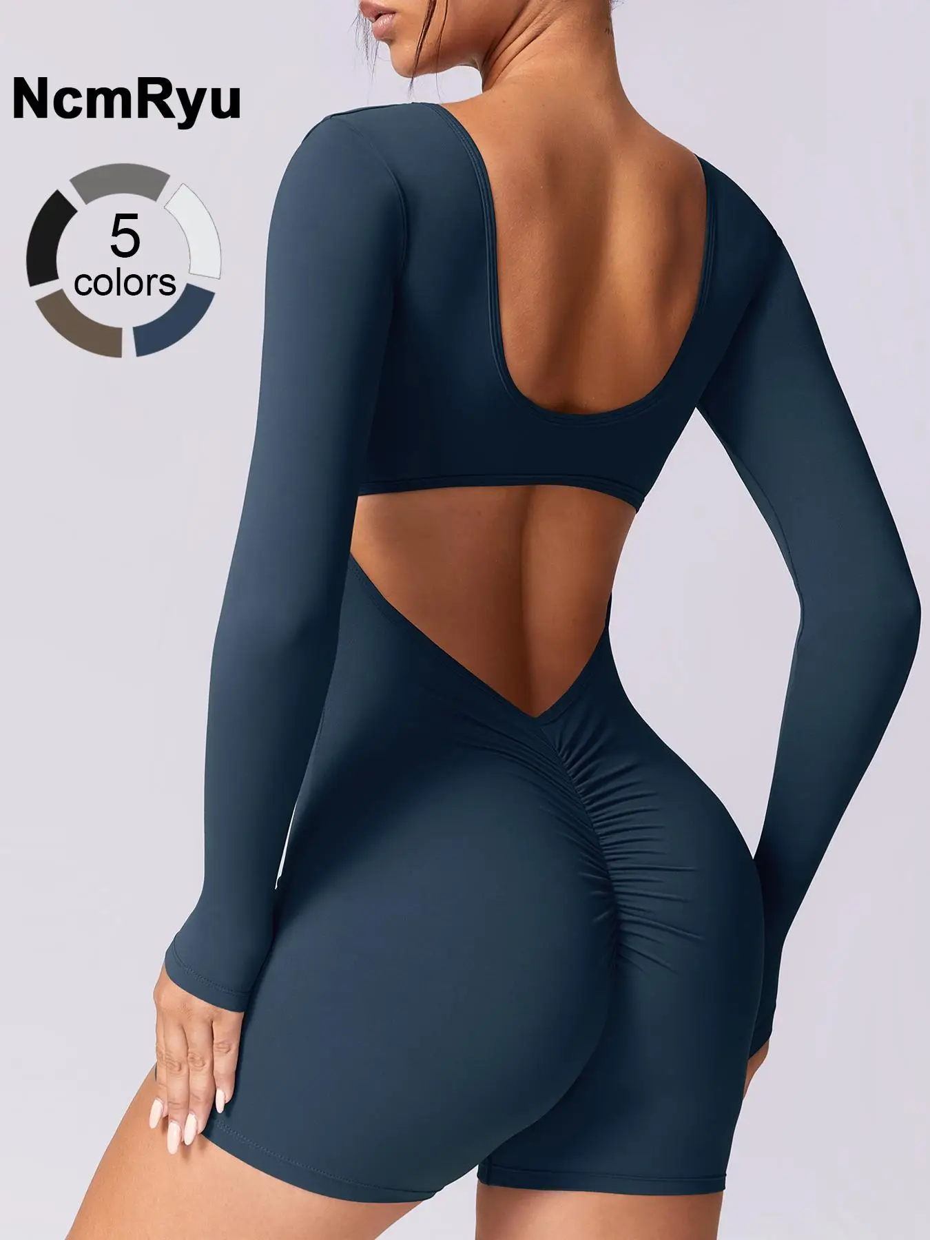 Women's Seamless High Elastic Soft U-Neck Back Hollow-Out Hip Lifter Yoga Suit Four Seasons Outdoor Running Cycling Climbing Walking Fashion Siaman Sh