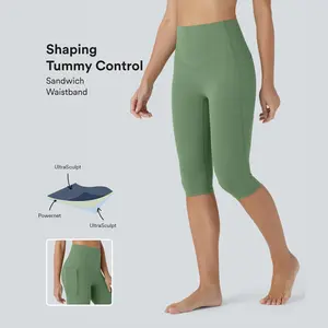 Halara UltraSculpt High Waisted Tummy Control Pedal Pusher Yoga Leggings with Pockets