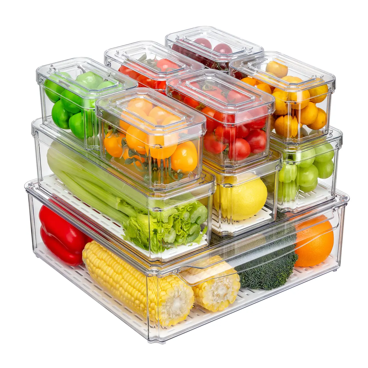 KUMD 10 Pack Fridge Organizers and Storage, Stackable Refrigerator Organizer Bin