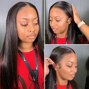 PreMax Wigs | Super Natural Hairline Silky Straight Glueless 13x4 Firontal Lace Wig Human Hair Pre-Cut Lace