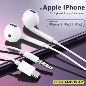 Original Wired Earphones for Apple Iphone 17 Pro Max16 15 14 13 12 11 Mini USB C Headphones Type C with Microphone Stereo Earbud iHokolo