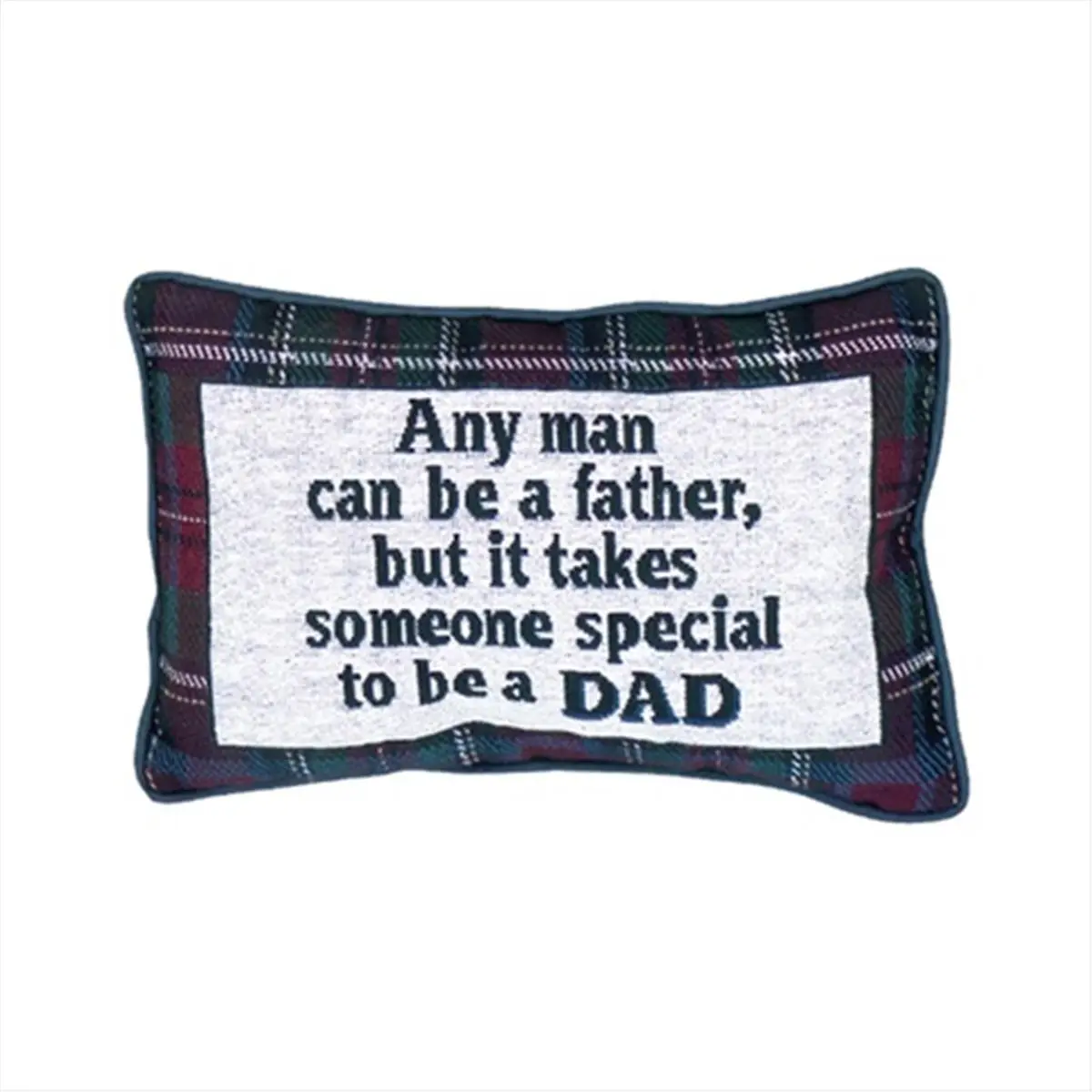 Manual Woodworkers and Weavers Jacquard Woven Dark Plaid Father's Day Tapestry Pillow - Recycled Fill, Dye-Sublimate, 12.5x8.5 in Poly Blend, Room Decor for Indoor Use