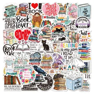 50pcs Holographic Reading Stickers – Shiny Star Book Lover Waterproof Decals for Water Bottles, Tablets, E-Readers, Laptops & Coffee Mugs