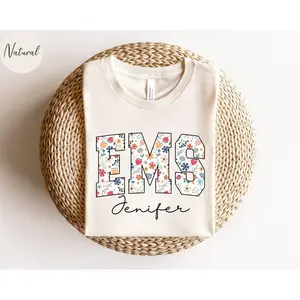 Personalized EMS Nurse Shirt, Floral EMS Nurse T-shirt, EMS Nurse Gift, Emergency Medical Services Tshirt, Paramedic Nurse T shirt,Emt tee