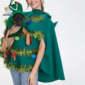 Christmas Tree Poncho Costume Adults Bow Ball Decor Hooded Cloak Cape Party Prop for Cosplay Party
