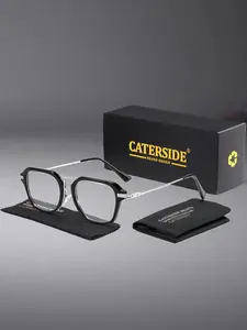 Caterside Anti-Blue Light PC Glasses Frame, Elegant Neutral Design Suitable for Men & Women, Perfect for Travel Beach Cycling Music Festivals, Lightweight Eyewear, Stylish Square Frames