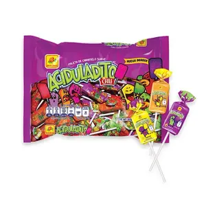 De La Rosa - Aciduladito with Chili Lollipops - Sweet & Sour Chewy Pop Candy Snack Bonbon Candies