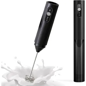 Rechargeable Milk Frother Handheld with Cover, 3-Speed Silent Coffee Frother Wand Electric, Portable Drink Mixer for Coffee Latte Cappuccino Matcha Hot Chocolate & Eggs, Kitchen Gifts, Black: Home & Kitchen