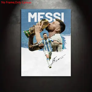 1 piece/set frameless canvas painting print poster, Artwork, minimalist realistic style art, Lionel Messi winning moment, Soccer, a gift for football culture enthusiasts, gift for bedroom, living room, wall decoration, Above bed wall decor, room decor