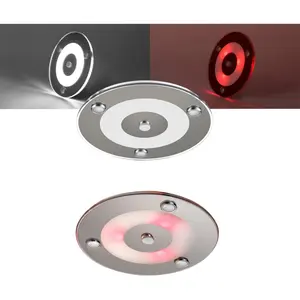 4" Super Slim RV Ceiling Dome Light Interior DC 12V LED  Light for Motorhome Yachts Trailer Lighting, Built-in Push Button & Red Nightlight, Flush Mount 2 count (5000K)