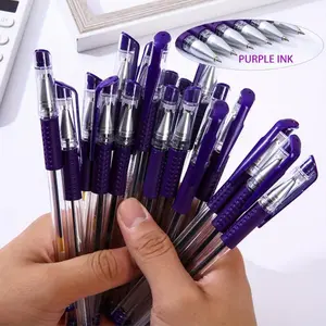 0.5mm Purple Ink Ballpoint Pen, 10pcs/set Quick Drying Ballpoint Pen, Lightweight Plastic Design Writing Pen for Office, School & Signature