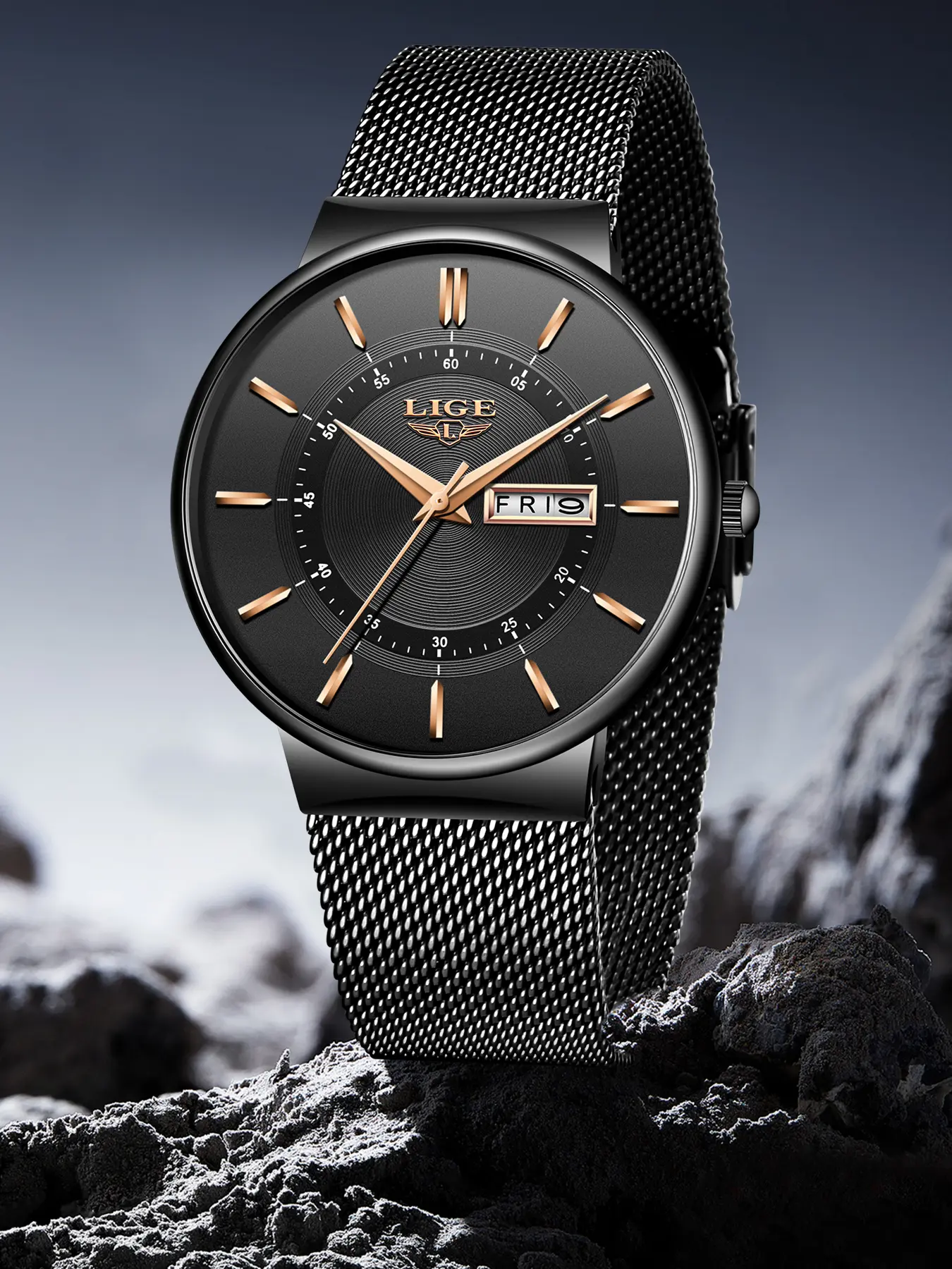 Minimalist style watch, unisex black blue Minimalist style watch, unisex black blue