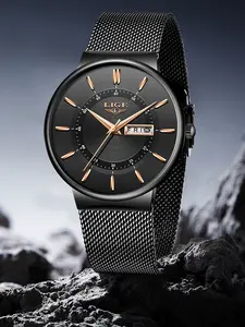 Minimalist style watch, unisex black blue