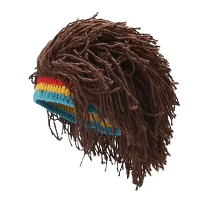 Dreadlock Beanie Winter Knitted Hat for Men Women, Hip Hop Slouchy Warm Skull Cap with Fake Dreadlocks, Rasta Jamaica Reggae Style for Cold Weather Outdoor Ski