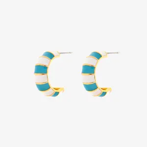 Striped Enamel Gold Hoop Earrings