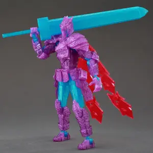 ​9L3D Dual Wield Ghost Warrior Red Cape Action Figure Lucky13 3D Printed Toys Dummy13 Stop Motion Animation Model Titan13 T13