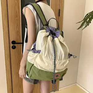 Korean-Style Drawstring Outdoor Backpack, Lightweight Casual Sports Travel Bag, Nylon Hiking Niche Backpack