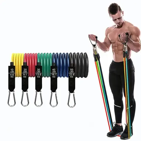 Resistance Bands Set, 11pcs/set Fitness Equipment Resistance Bands for Working Out Exercise Bands with Door Anchor, Fitness Accessories, Gymtok, Gym Accessories, Fitness Tools, Men Gifts, Valentine's Day Gift, Home Workout Equipment
