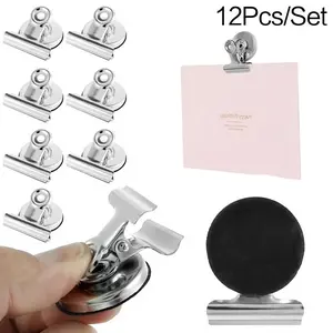 Magnetic Clip, 12pcs/set Magnetic Clip for Photo Display, Whiteboard, Storage Cabinet, Refrigerator, School, Office, Fridge Magnet Clip