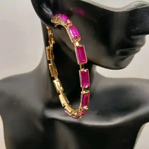 Shes All That Fushia Stone Hoop