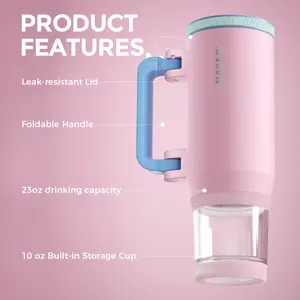 NAYAD HydroStash 2-in-1 Tumbler 33oz(23 water+10 storage) Leak-Proof Insulated Bottle with Hidden Storage Carry Tote & Foldable Handle Portable