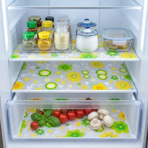 Cute Floral Pattern Waterproof Refrigerator Mat, Moisture-Proof and Non-Slip, Washable and Reusable, Eva Material, Kitchen Drawer Pad