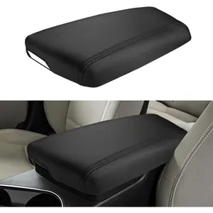 Center Console Armrest Cover for Kia Optima Accessories 2011 2012 2013 2014 2015 Leather Middle Console Arm Rest Box Lid Seat Cover Protector Cushion Saver (Black Stitches, 2011-2015)