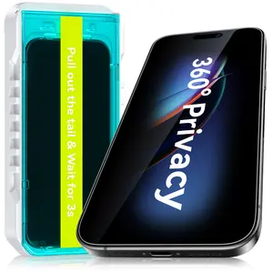 Esanik 2Pack 360° Privacy Screen Protector 4-Way Anti-Spy Tempered Glass compatible with iPhone 17 Pro Max/16 Pro Max, for iPhone Air 17Pro/17/16Pro, Shatterproof, Anti-Peep, Scratch Resistant