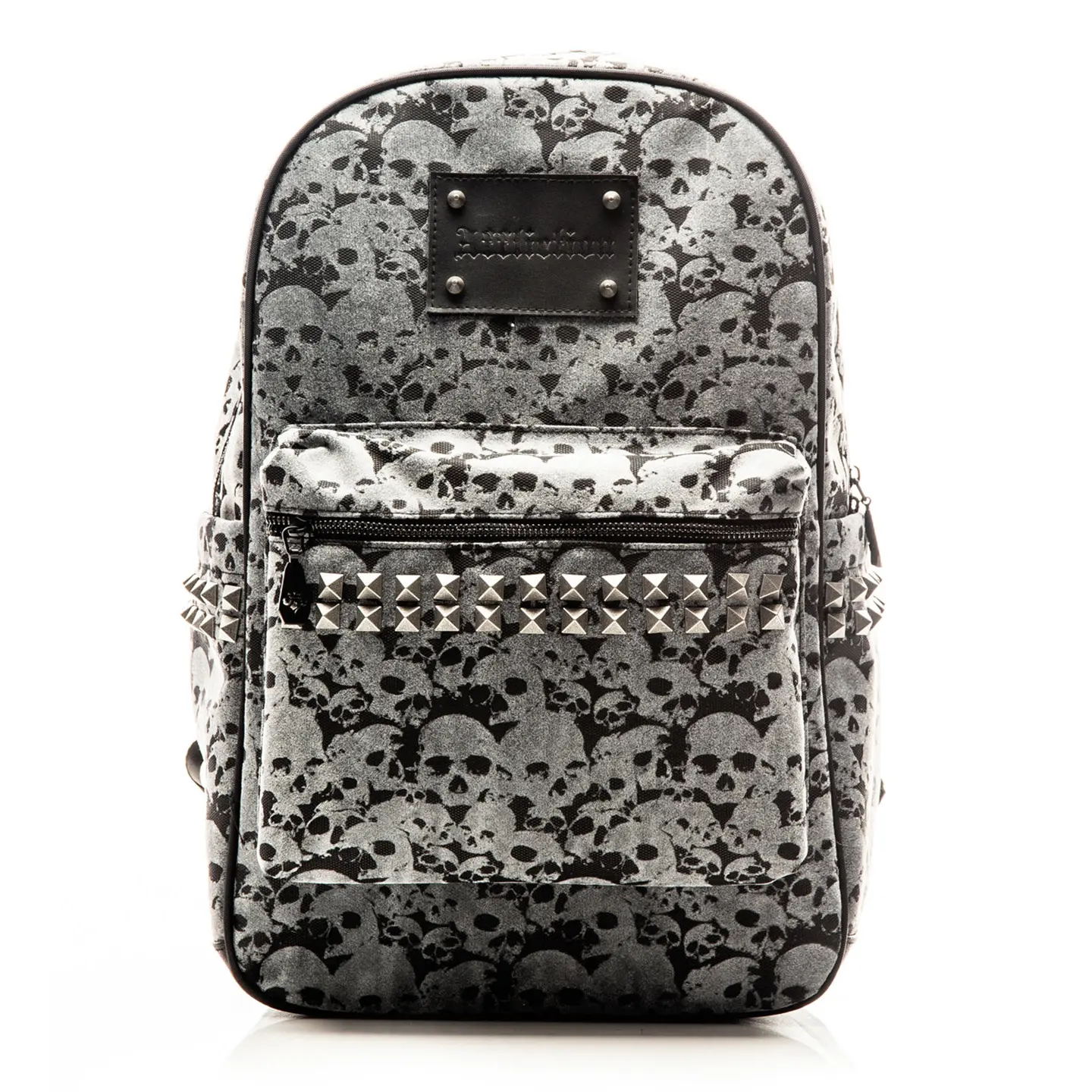 Affliction Casual Studded Detail Skull-Print Backpack, Durable Functional Luggage Bag