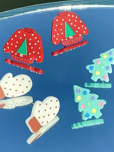 Christmas Theme Dangle Earrings Set, Acrylic Gingerbread Man/snowflake/tree Design, Fashion Women/girls Jewelry, Fall & Winter Style