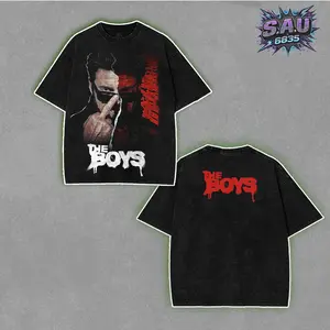 The Boys Billy Butcher Shirt - Urban Streetwear Washed Boxy-fit Tee, Bloody Diabolical Antihero Aesthetic Graphic Comic Tops, Soft Cotton Casual Seamless Apparel, Gift for TV Show Fans Menswear