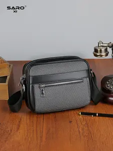Men's Messenger Bag, Casual PU Leather Shoulder Bag, Large Capacity, Adjustable Strap, Waterproof, All Seasons, Plain Pattern, PU Leather Crossbody
