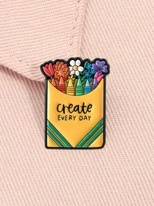 Create Every Day Enamel Pin Colored Pencils Flower Artist Drawing Creation Alloy Brooch Lapel Backpack Badge Fashion Jewelry Accessories Gift for Friends