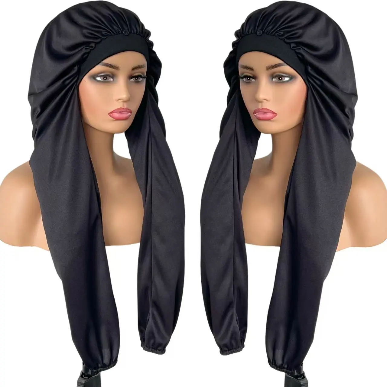 Pantyhose Bonnet for Sleeping -2 in 1Long Hair & Braids Protection,Breathable Black Women for Sleeping Women Wrap for Curly Hair with Adjustable Tie Band
