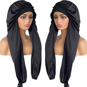 Pantyhose Bonnet for Sleeping -2 in 1Long Hair & Braids Protection,Breathable Black Women for Sleeping Women Wrap for Curly Hair with Adjustable Tie Band