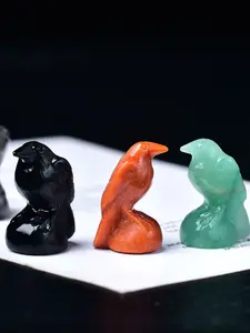 Natural   Carved Obsidian Crow, 1 Count Creative Crow Bird Statue, Desktop Ornament for Home Office Decor, Halloween Christmas Gift, Natural Stone Decor