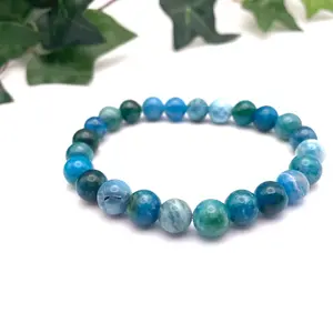 Blue Apatite Crystal Stretch 8mm Bracelet