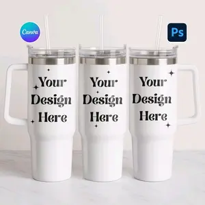 Custom 40oz Insulated Stainless Steel Tumbler with Straw & Lid .