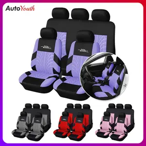 Universal Car Seat Covers Full Set 5 Seats for Front and Split Rear Bench, Breathable Fabric Cloth Seat Protectors, Universal for SUV Sedan Van Most Vehicles, Automotive Interior Kit, Car Accessories