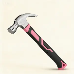 Fiberglass Claw Hammer with Forged Steel Head, All-Purpose 16 oz Tool, Pink Ribbon Design, Reusable Durable Construction, Ergonomic Handle for Secure Grip