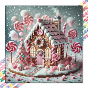 1pcs 5D DIY Handmade Diamond Painting Set, 5D Diamond Art Set, DIY Decoration, Candy House Diamond Painting Set Full Round Drill DIY, Mosaic, Diamond Art, DIY Art Home Decoration, Suitable for Halloween and Christmas, Crafts