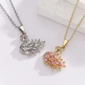 Hot-selling new zircon swan pendant necklace for w