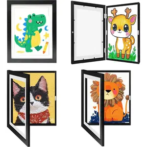 Artwork Frames Changeable 4 Pack - 8.5x11 Art Frames for  Art Front Opening Holds 150 Drawings,  Crafts, Portfolio Display Storage, Wall  Art Picture Frame, Black