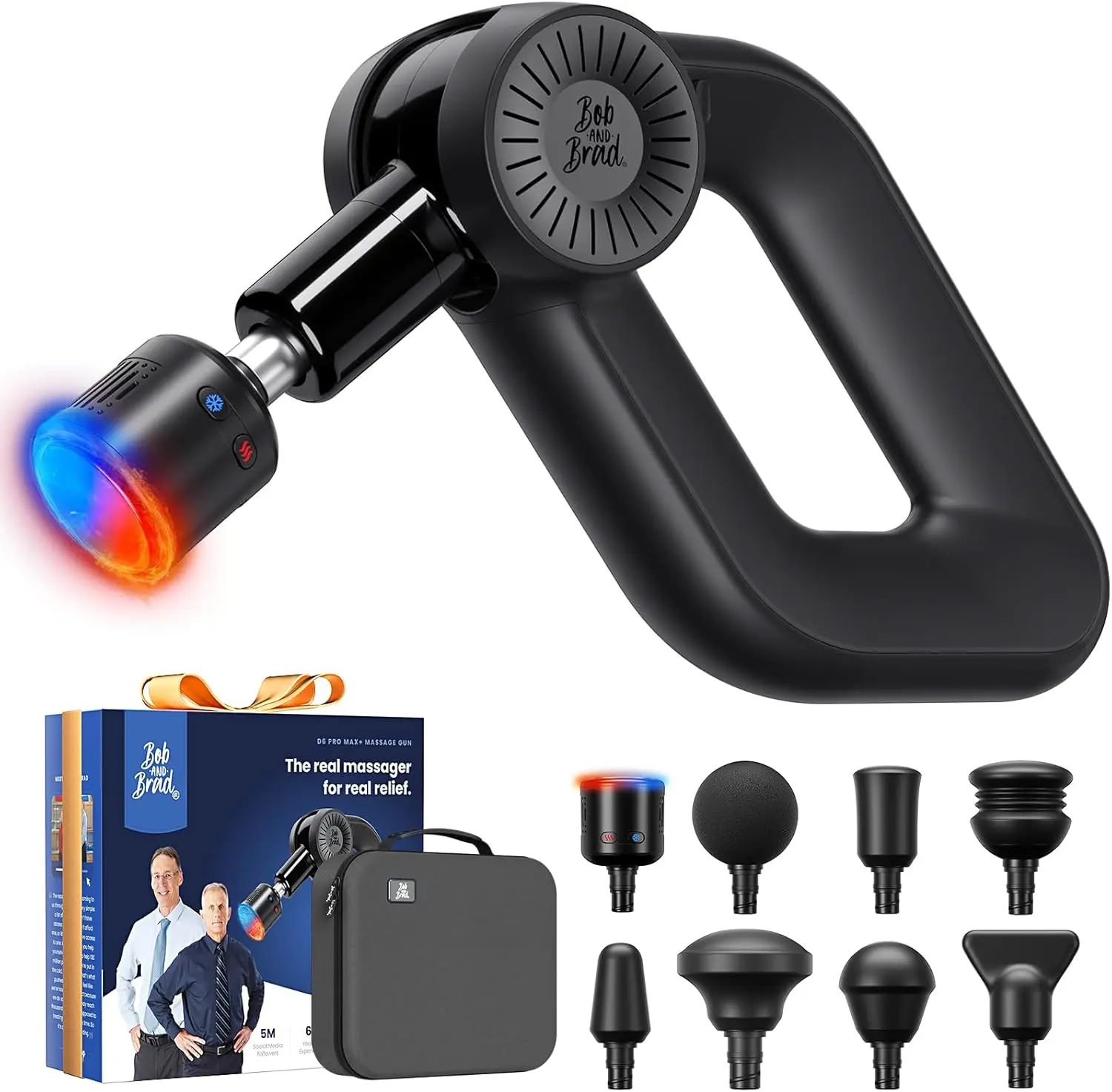 Bob and Brad D6 Pro Max+ Massage Gun with Heat and Cold, Powerful Deep Tissue Percussion Massager with 16mm Amplitude for Athletes