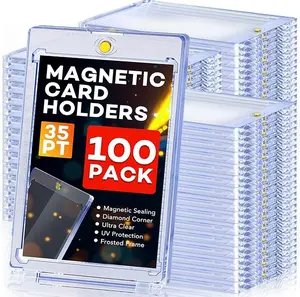 Magnetic Card Holders, Magnetic 35pt One Touch Card Holders, U-V Protection Hard Plastic Display Case for Trading, Sports, Baseball, Football, Game Cards