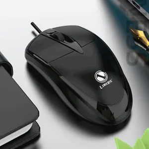 Ergonomic USB Wired Optical Mouse, Blue LED Lighting, 1200 Dpi, Anti-Slip Roller, Smooth Tracking, Durable Plastic, Home Office & Gaming