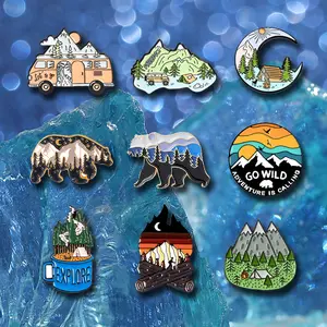 9PCS Creative Landscape Series Pin Set for Backpacks & Clothing Daily Travel Wear Men Women Exquisite Gift for Family Friends Perfect as a Gift Creativity Style