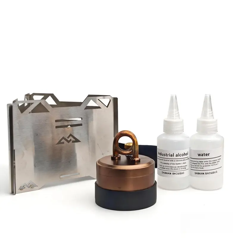 Self-Pressurized Copper Functional Mini Compact Jet Alcohol Camping Cooker - 90%+ Stable Flame, Knockover Safety, Portable Hiking Gear, Single-User Outdoor Camping, Tea Boiling Equipment