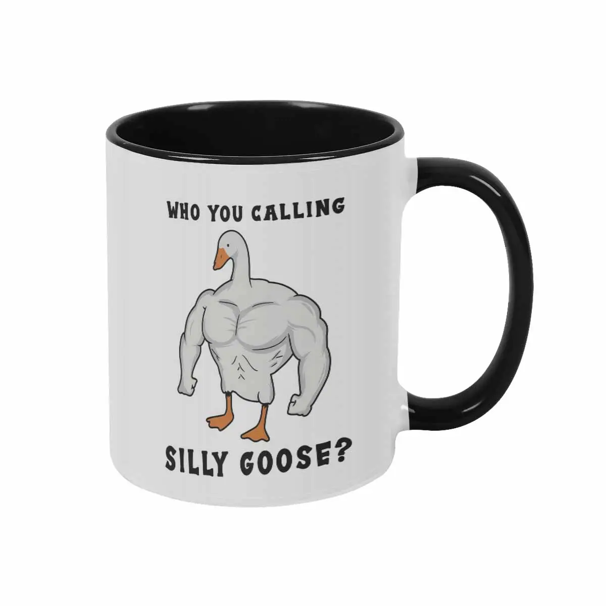 Silly Goose Funny Gym Meme Ceramic Coffee Mug (11oz/15oz) - Muscular Goose 360° Double Print, Modern, Reusable, Washable, Microwave-Safe Drinkware, Lead-Free Ink, Workout Holiday Gift for Teachers, Muscle Goose